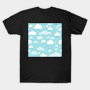 Pastel Blue Clouds Pattern T-Shirt